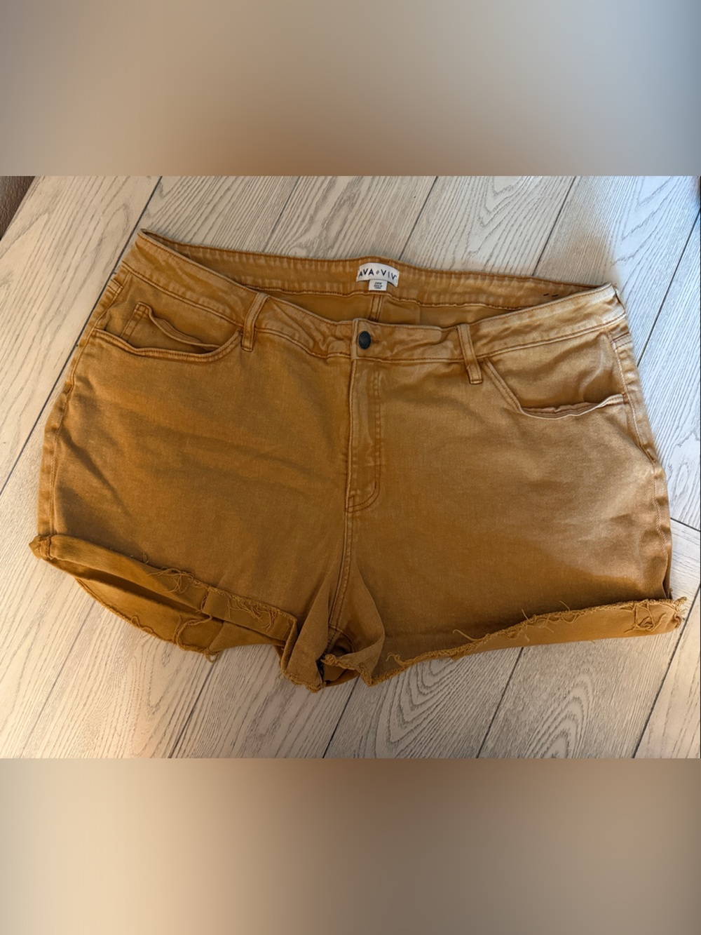 Ava & Viv Mustard Yellow Denim Cutoff Shorts